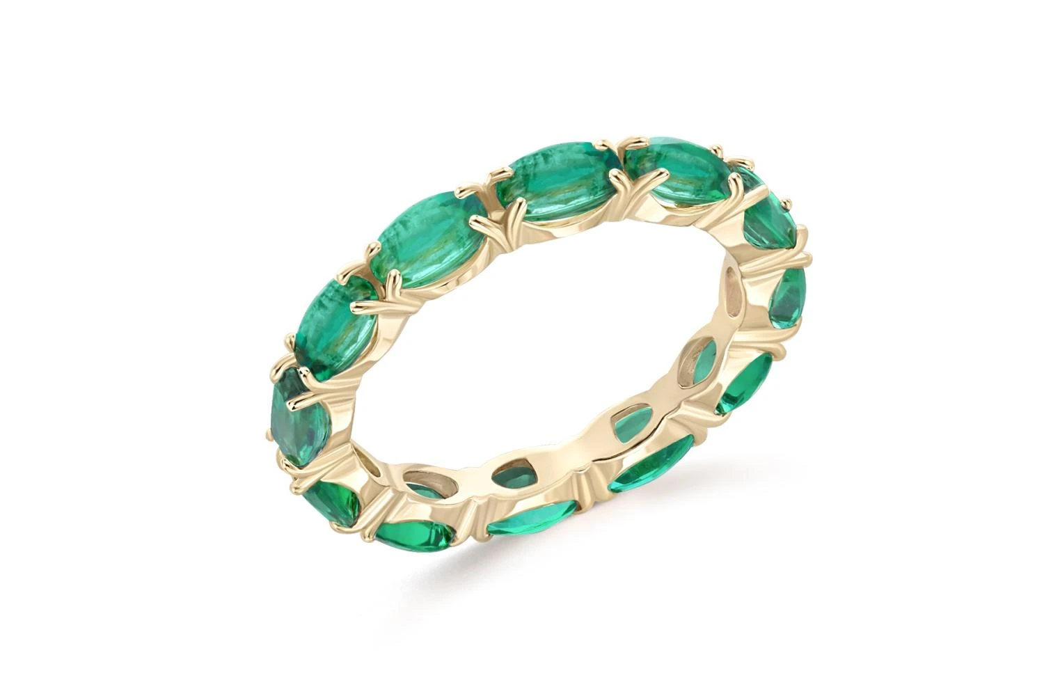 Кольцо Дорожка из жёлтого золота с 11 изумрудами