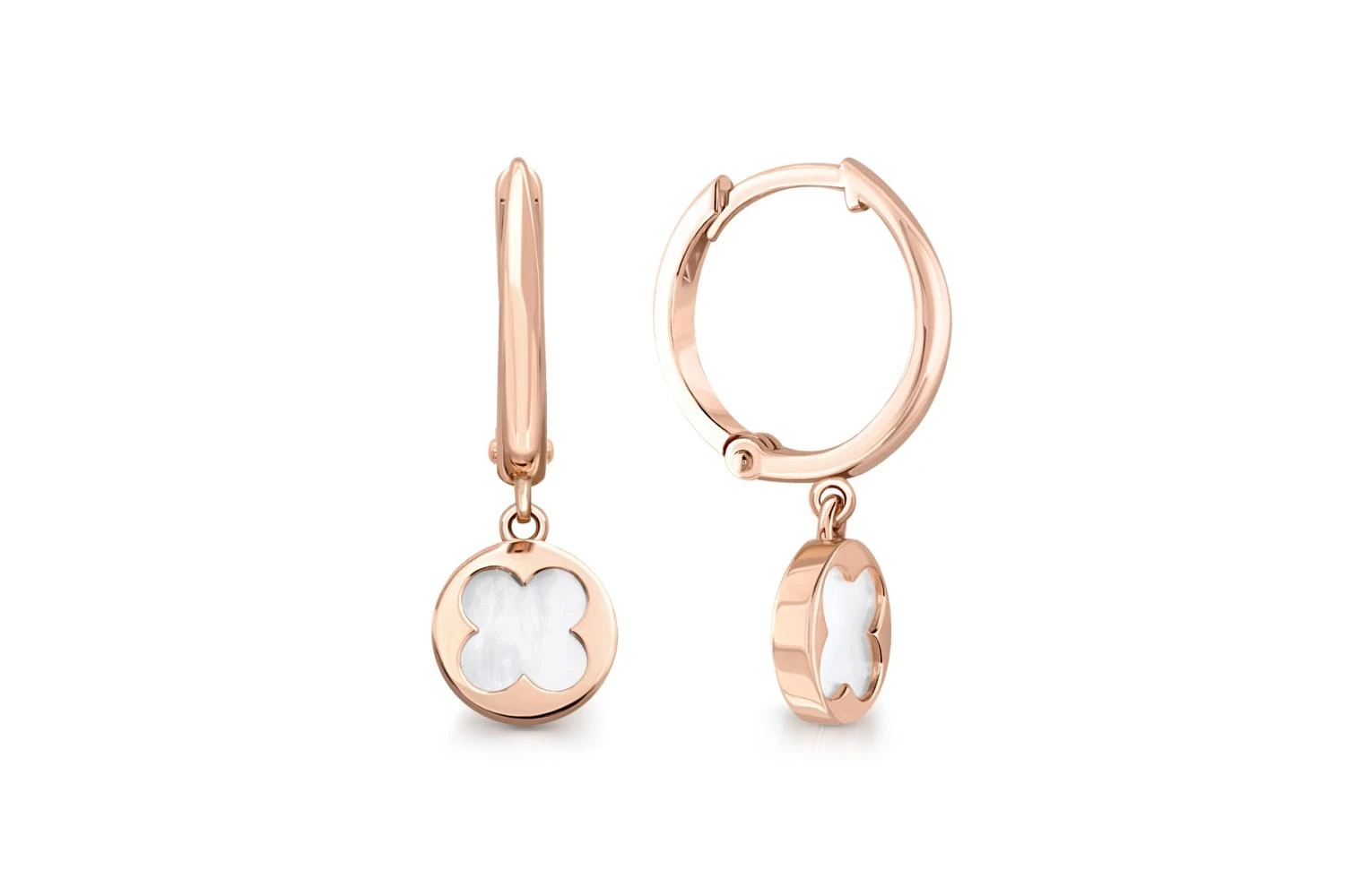 Серьги Клевер из красного золота с перламутром