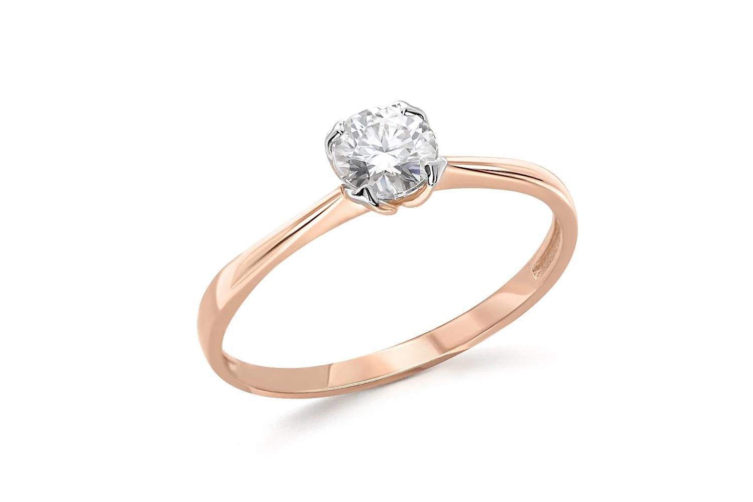Кольцо Муассанит из красного золота с муассанитом