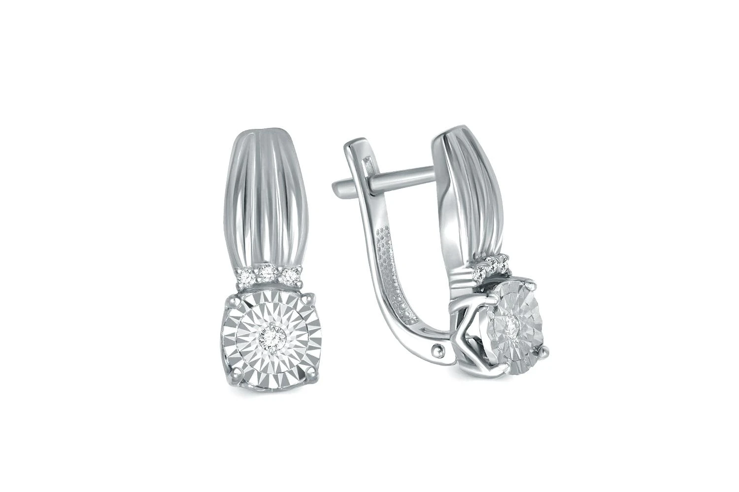 Серьги из белого золота с 8 бриллиантами