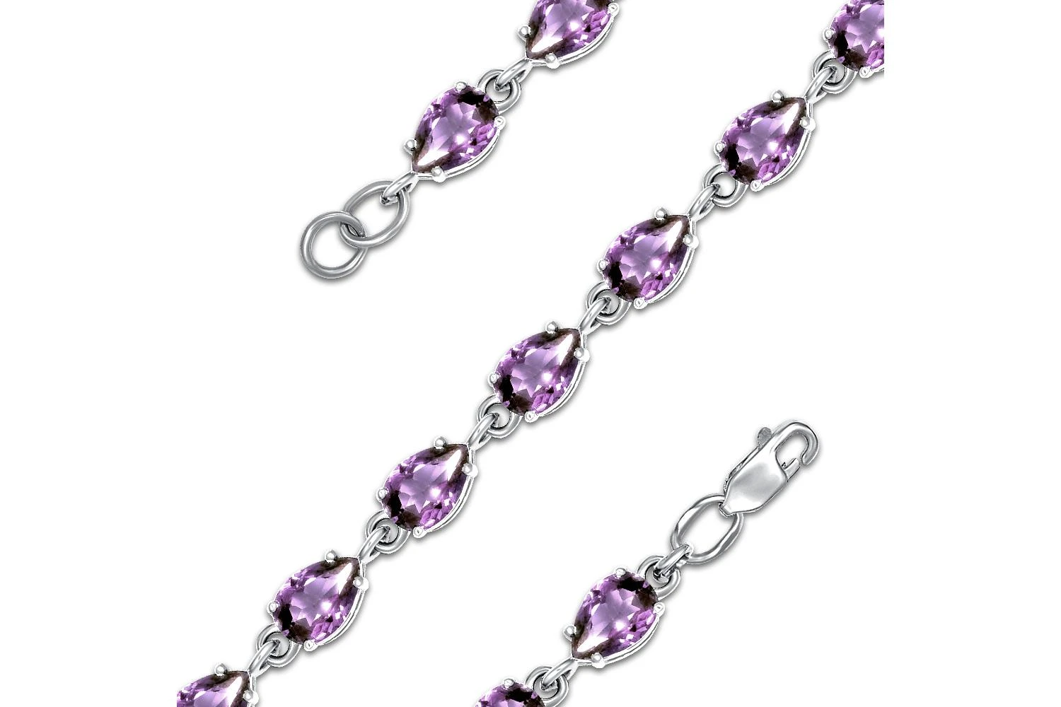 Браслет Дорожка из белого золота с 17 аметистами