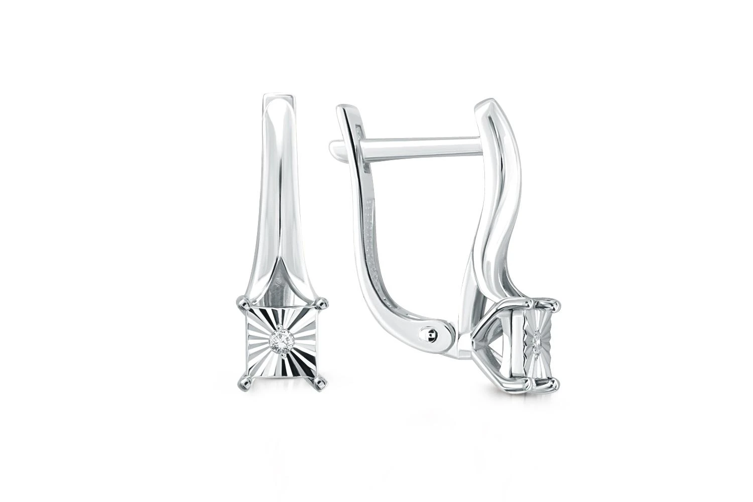 Серьги из белого золота с 2 бриллиантами