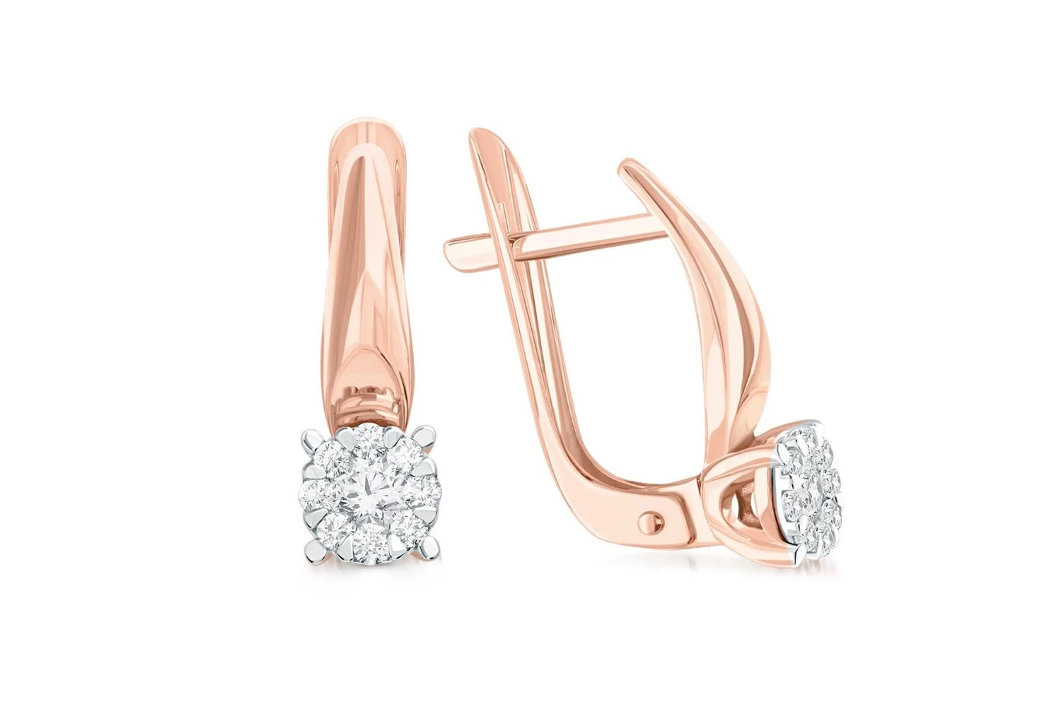 Серьги из красного золота с 18 муассанитами