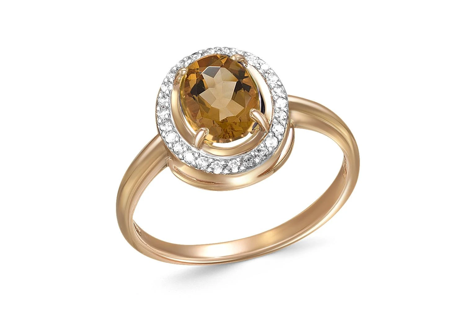 Кольцо из красного золота с султанитом и 26 фианитами