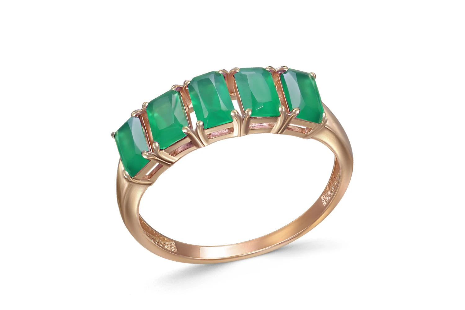 Кольцо Дорожка из красного золота с 5 агатами