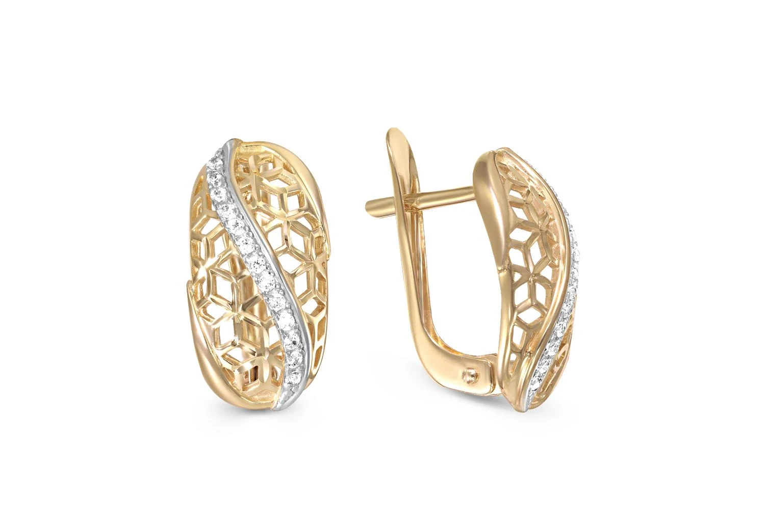 Серьги из жёлтого золота с 26 фианитами