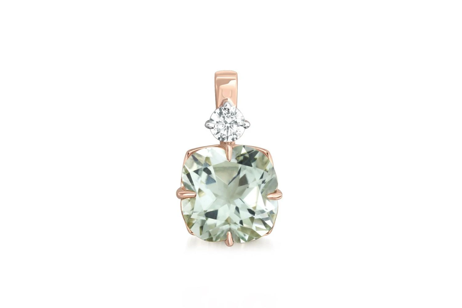 Подвеска Цветок из красного золота с аметистом и фианитом