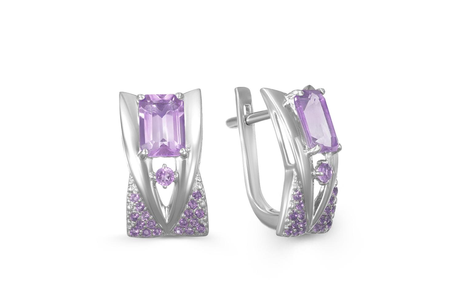 

Серьги с 40 аметистами из белого золота