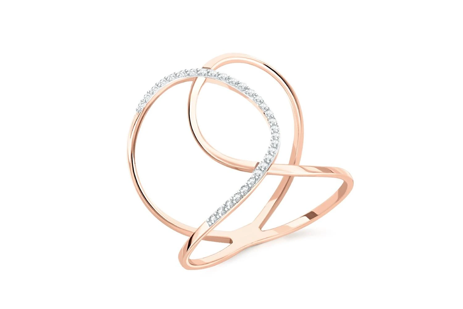 Кольцо из красного золота с 30 бриллиантами