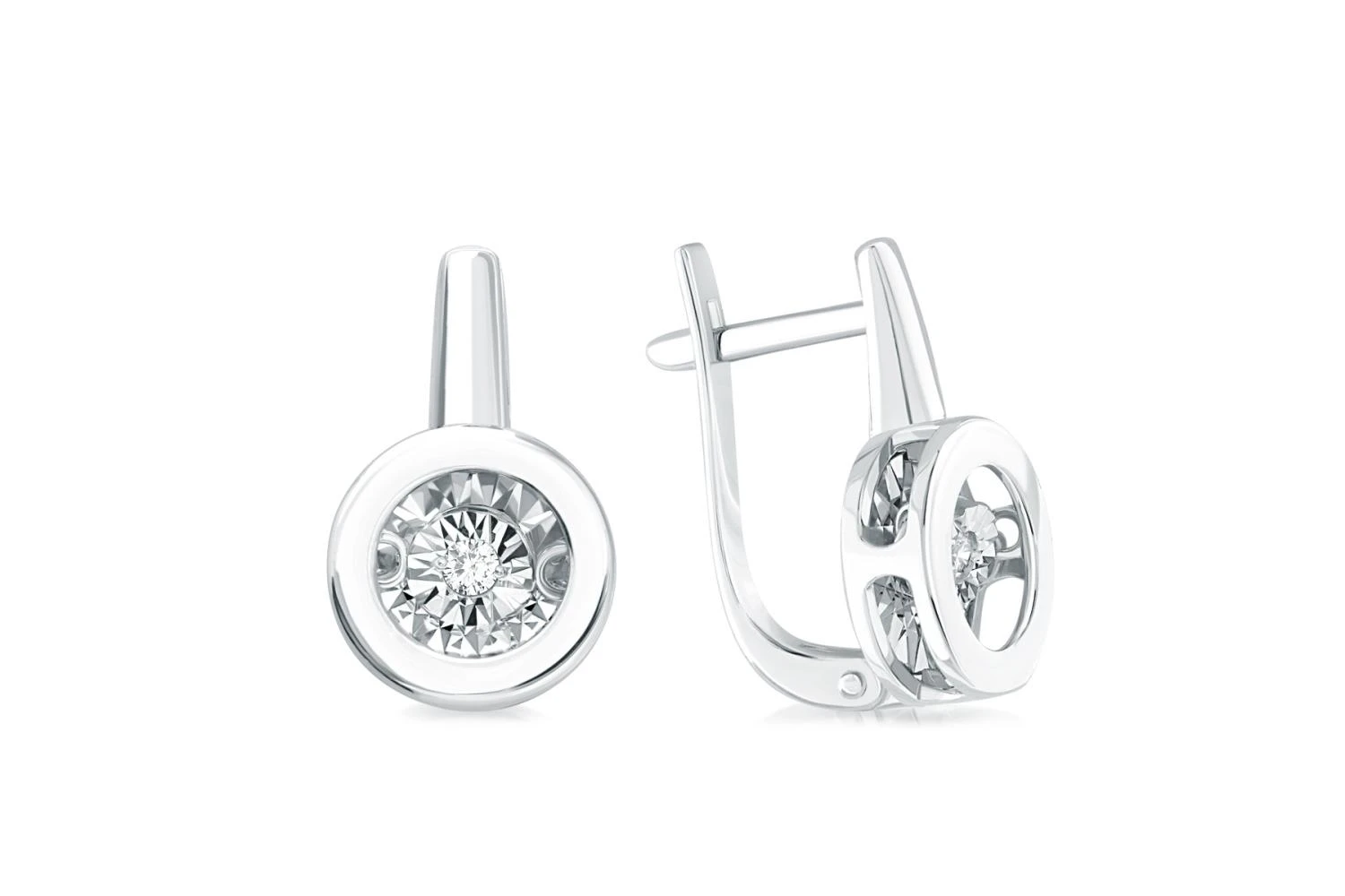 Серьги из белого золота с 2 бриллиантами