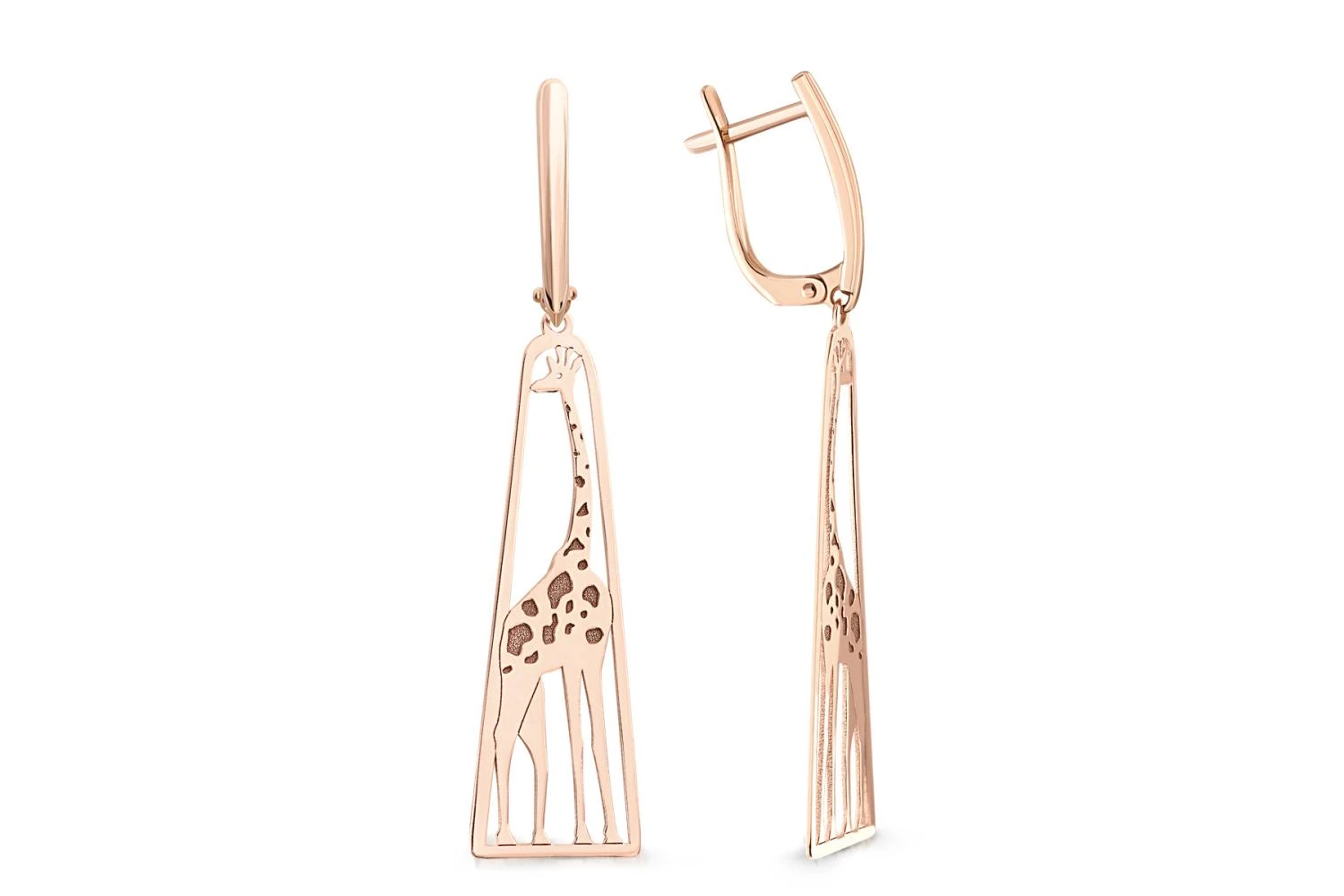 Серьги Жирафы из красного золота без вставок