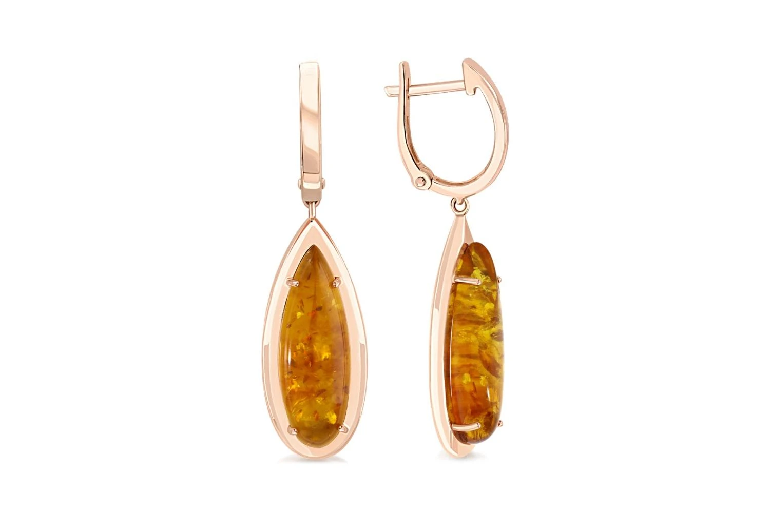 Серьги из красного золота с янтарём