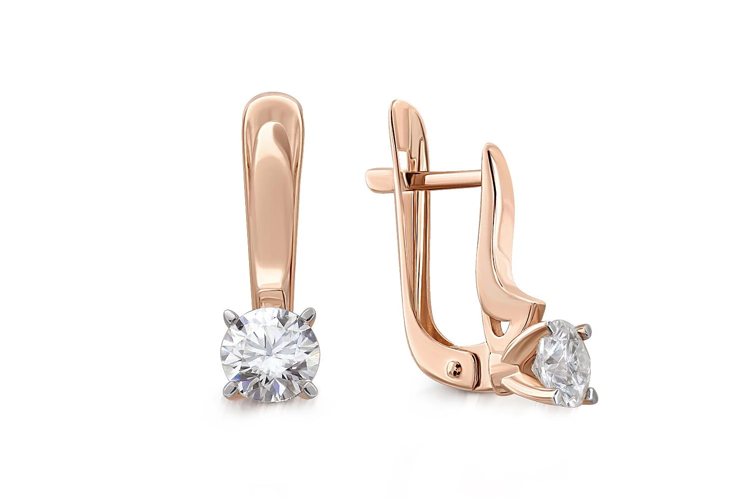 Серьги из красного золота с 2 муассанитами