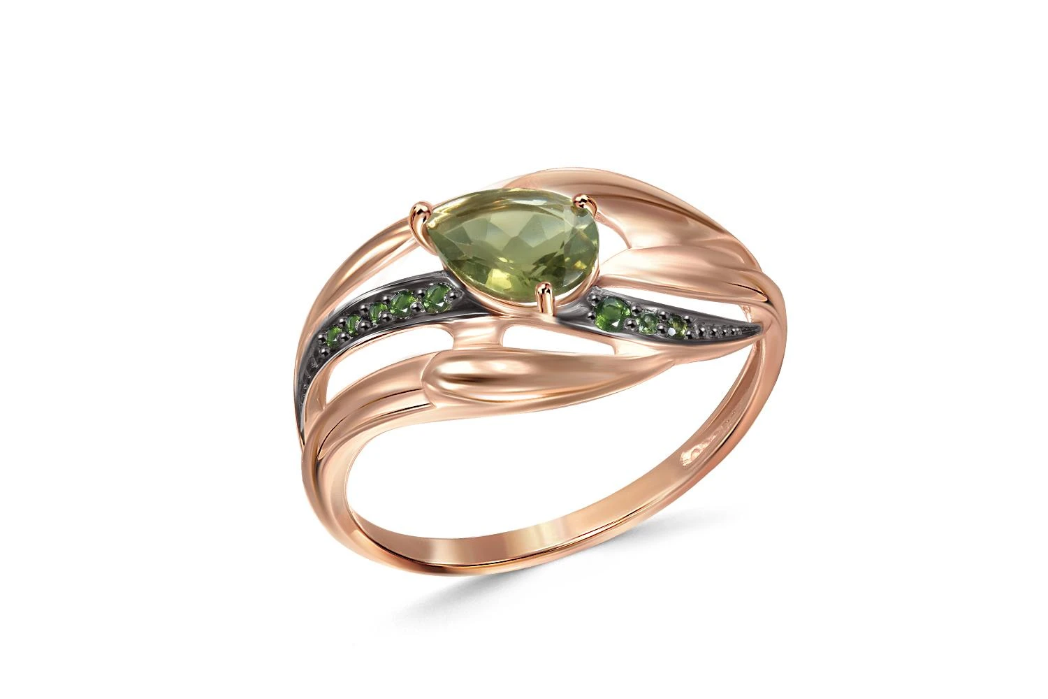 Кольцо из красного золота с 9 турмалинами