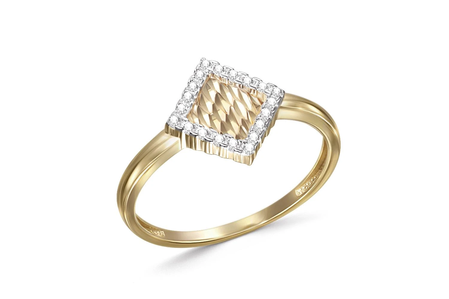 Кольцо из жёлтого золота с 20 фианитами