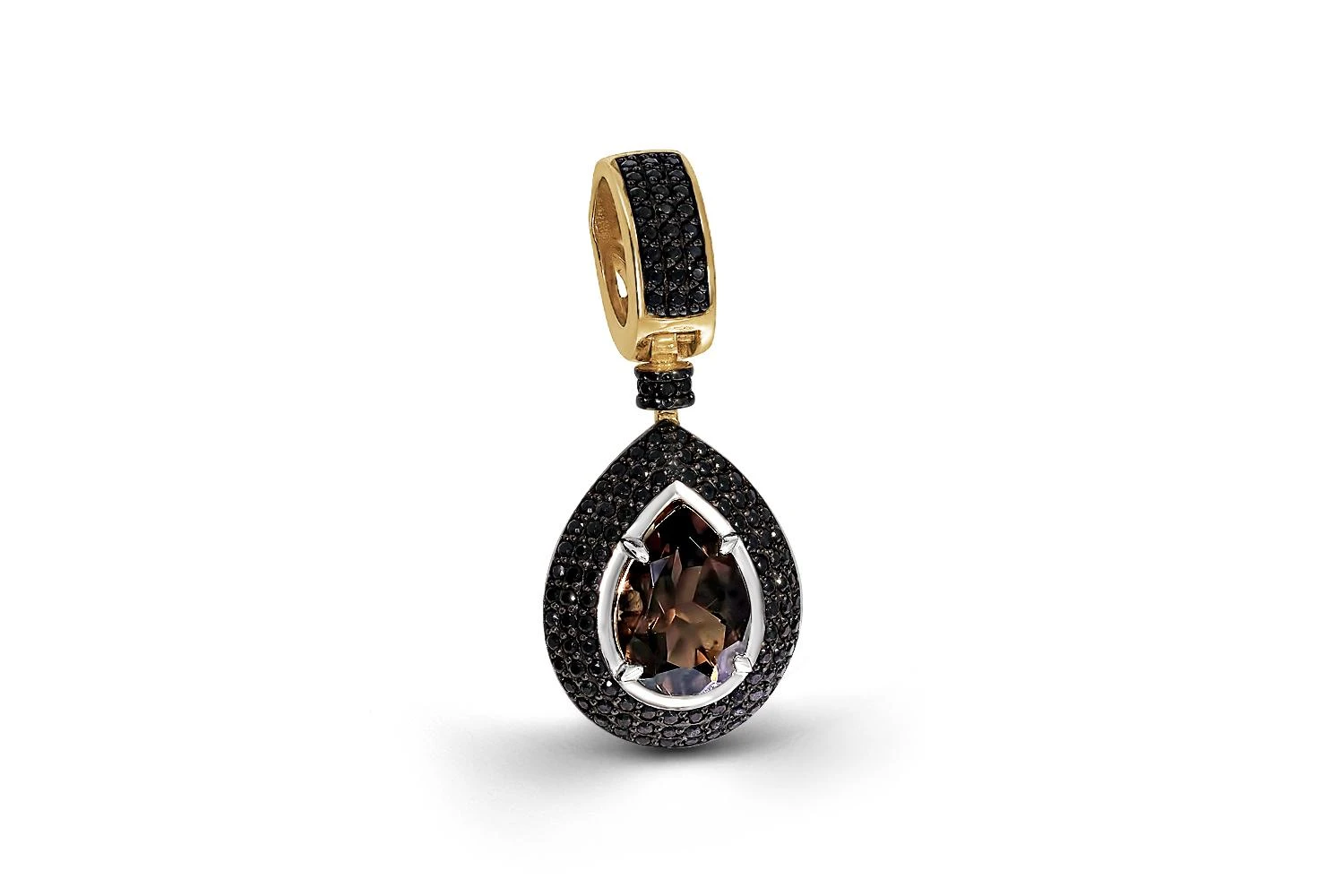 Подвеска из жёлтого золота с раухтопазом и 126 фианитами