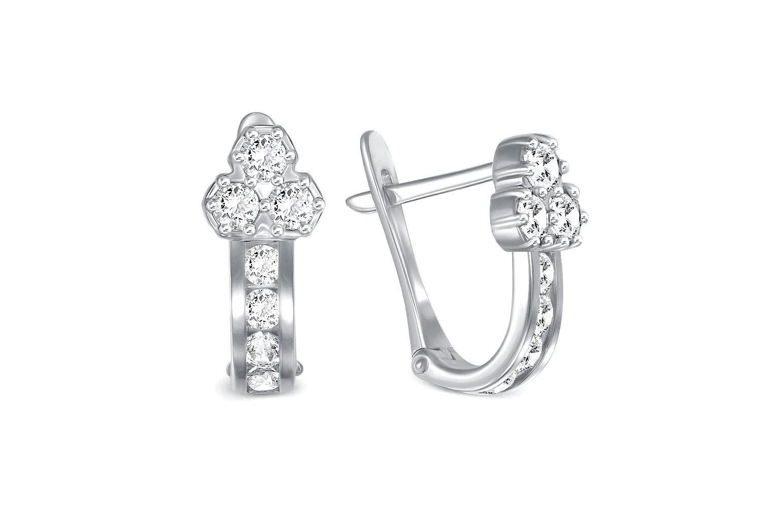 Детские серьги Цветы из белого золота с 16 фианитами