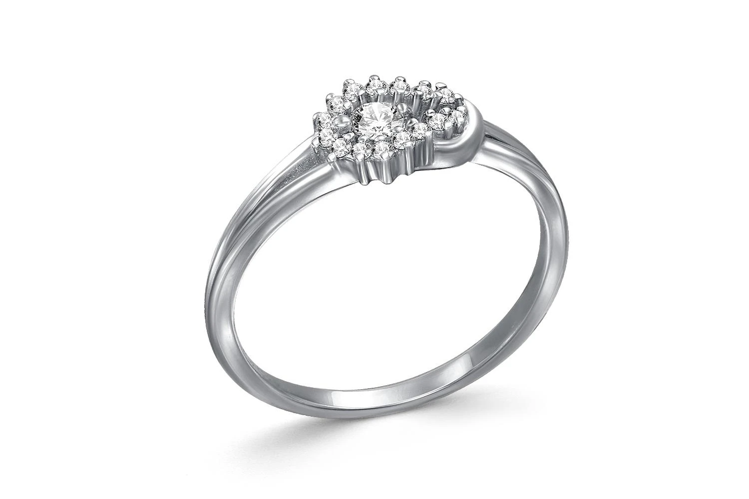 Кольцо из белого золота с 16 бриллиантами