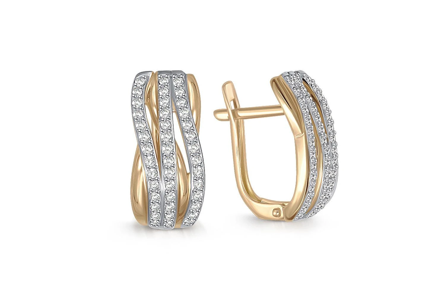 Серьги из жёлтого золота с 84 фианитами