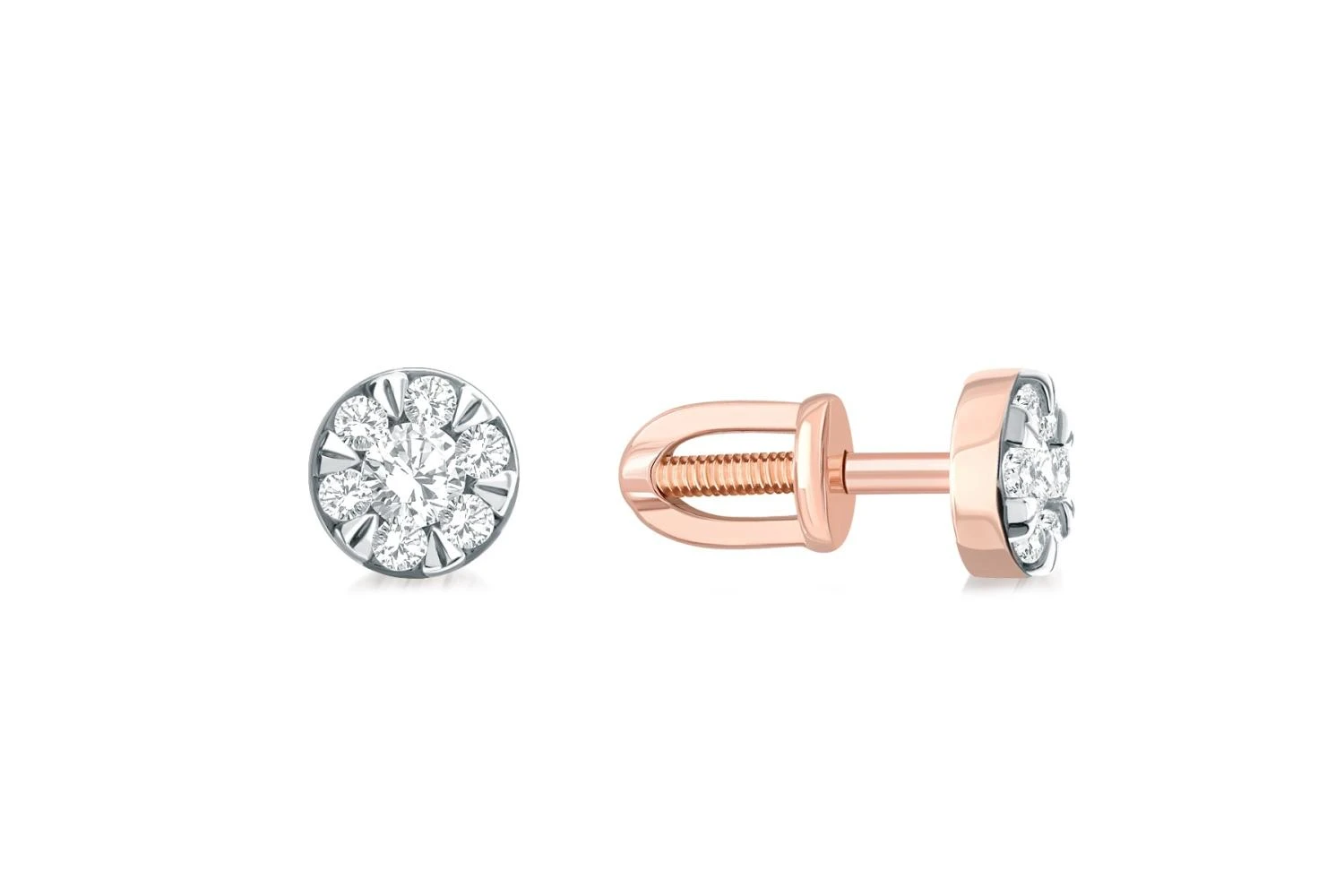 Серьги-пусеты Малинки из красного золота с 14 муассанитами