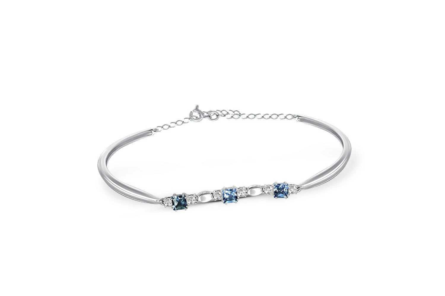 Браслет из белого золота с 3 топазами лондон и 6 бриллиантами