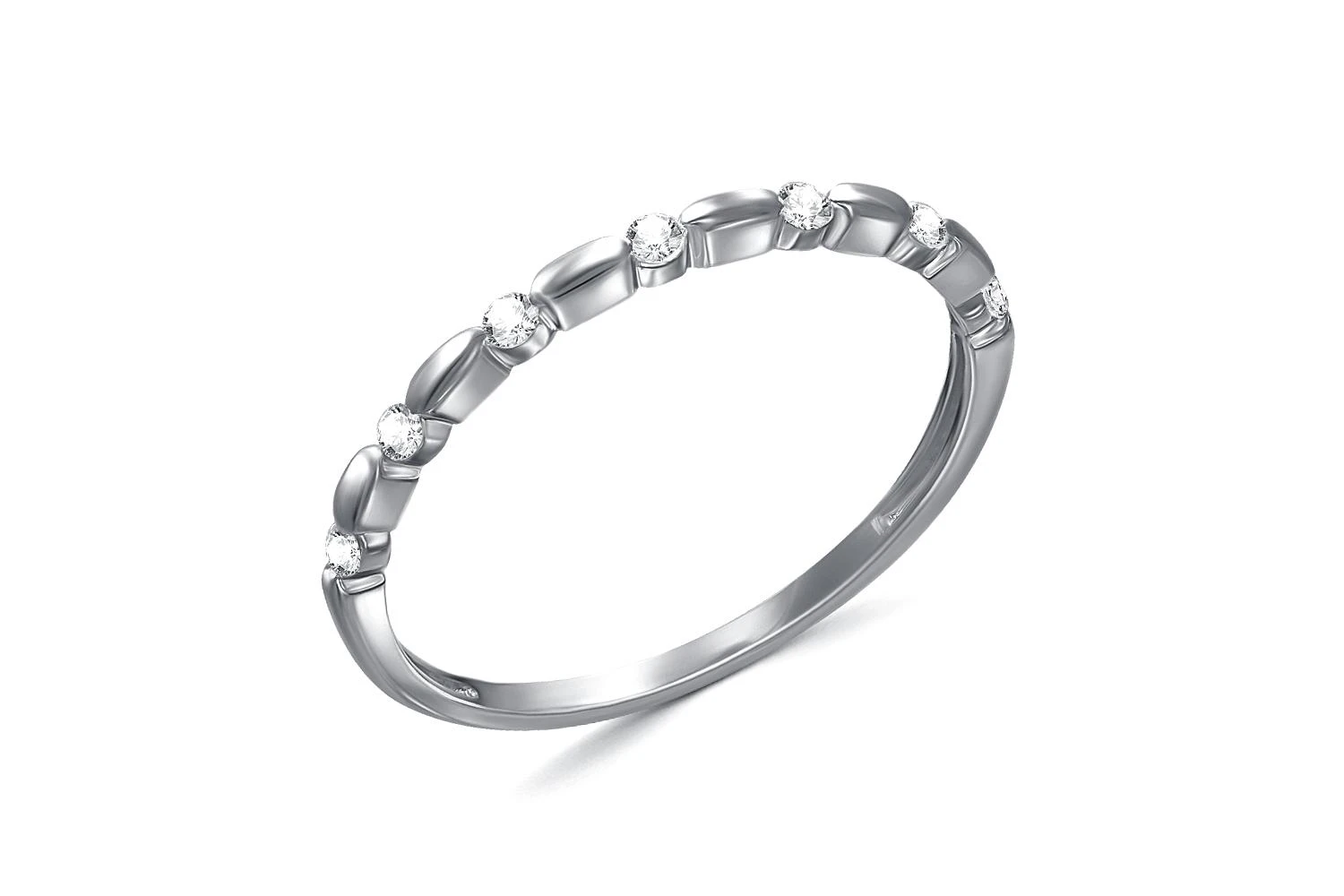 Кольцо Дорожка из белого золота с 7 фианитами