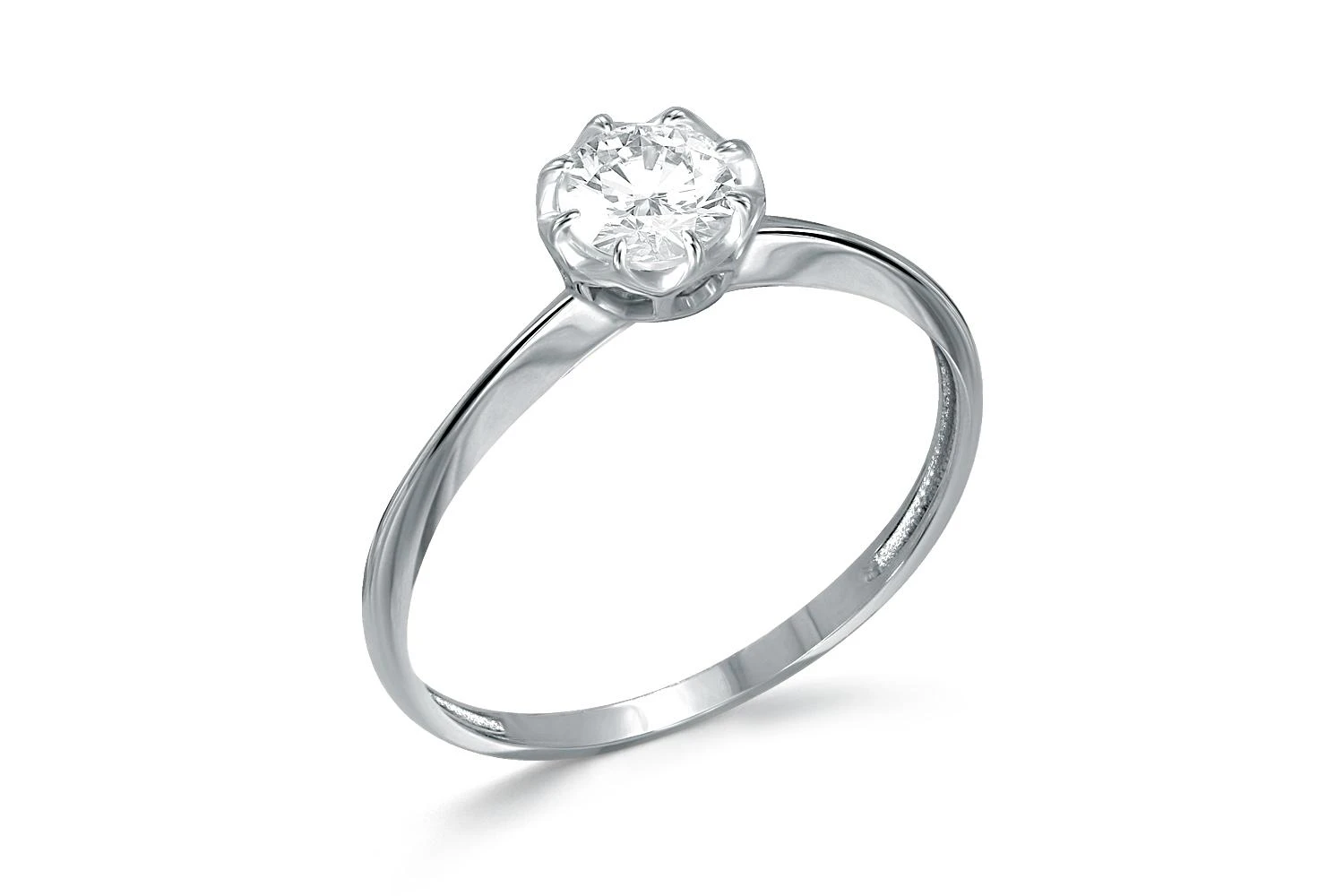 Кольцо из белого золота с фианитом