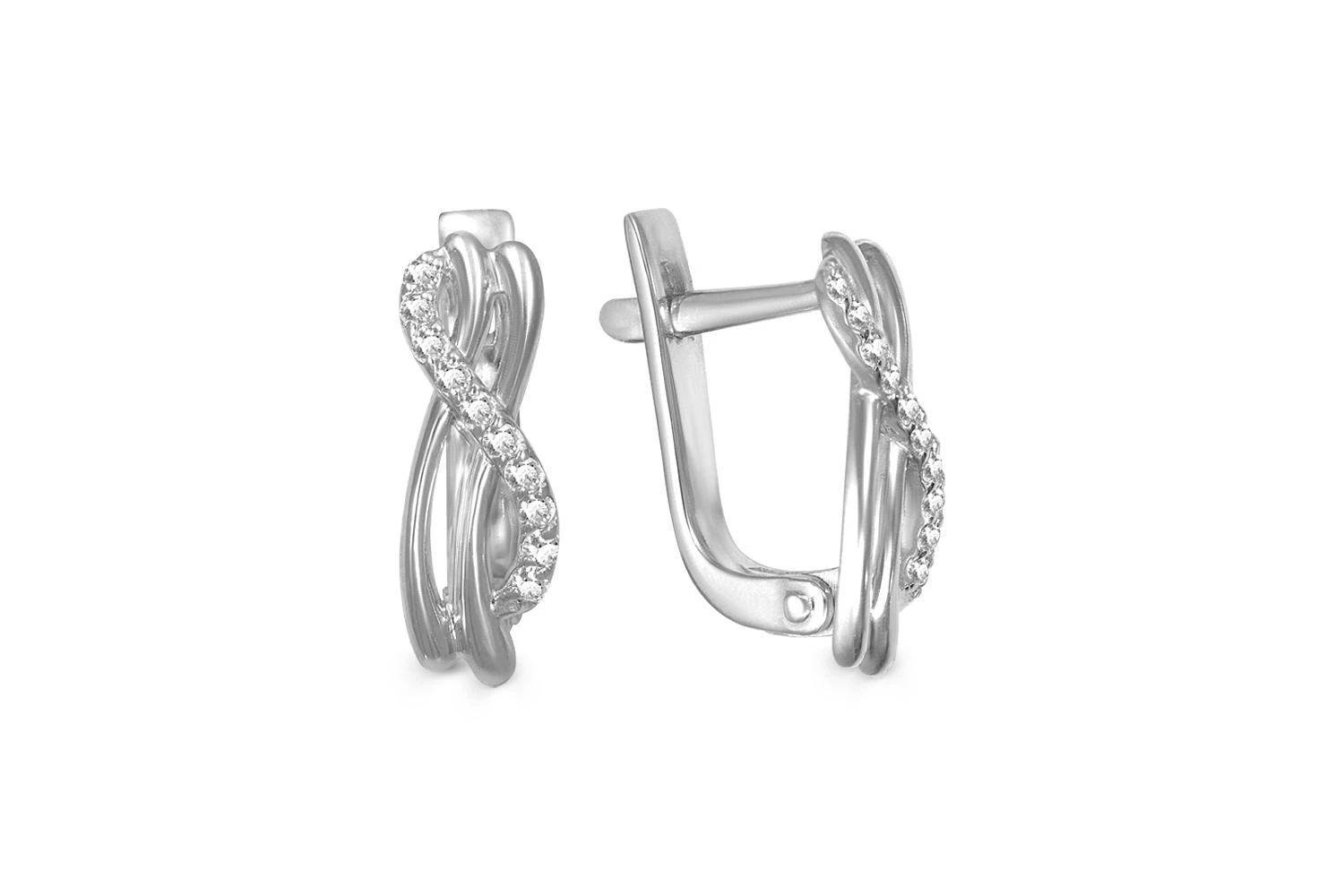 Серьги Дорожки из белого золота с 20 бриллиантами