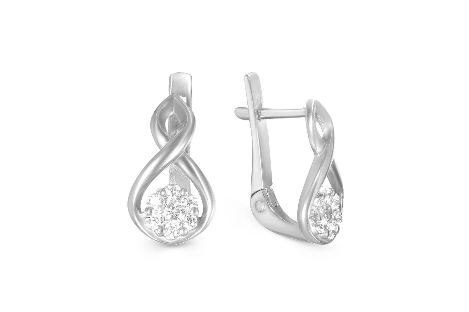 Серьги Малинки из белого золота с 14 фианитами