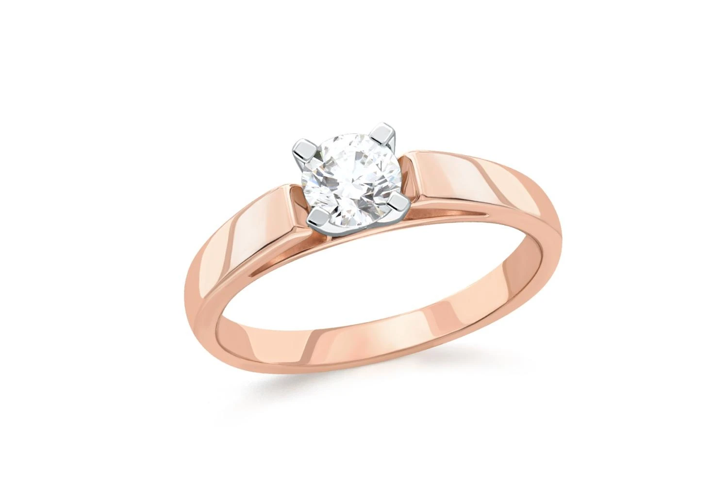 Кольцо из красного золота с выращенным бриллиантом