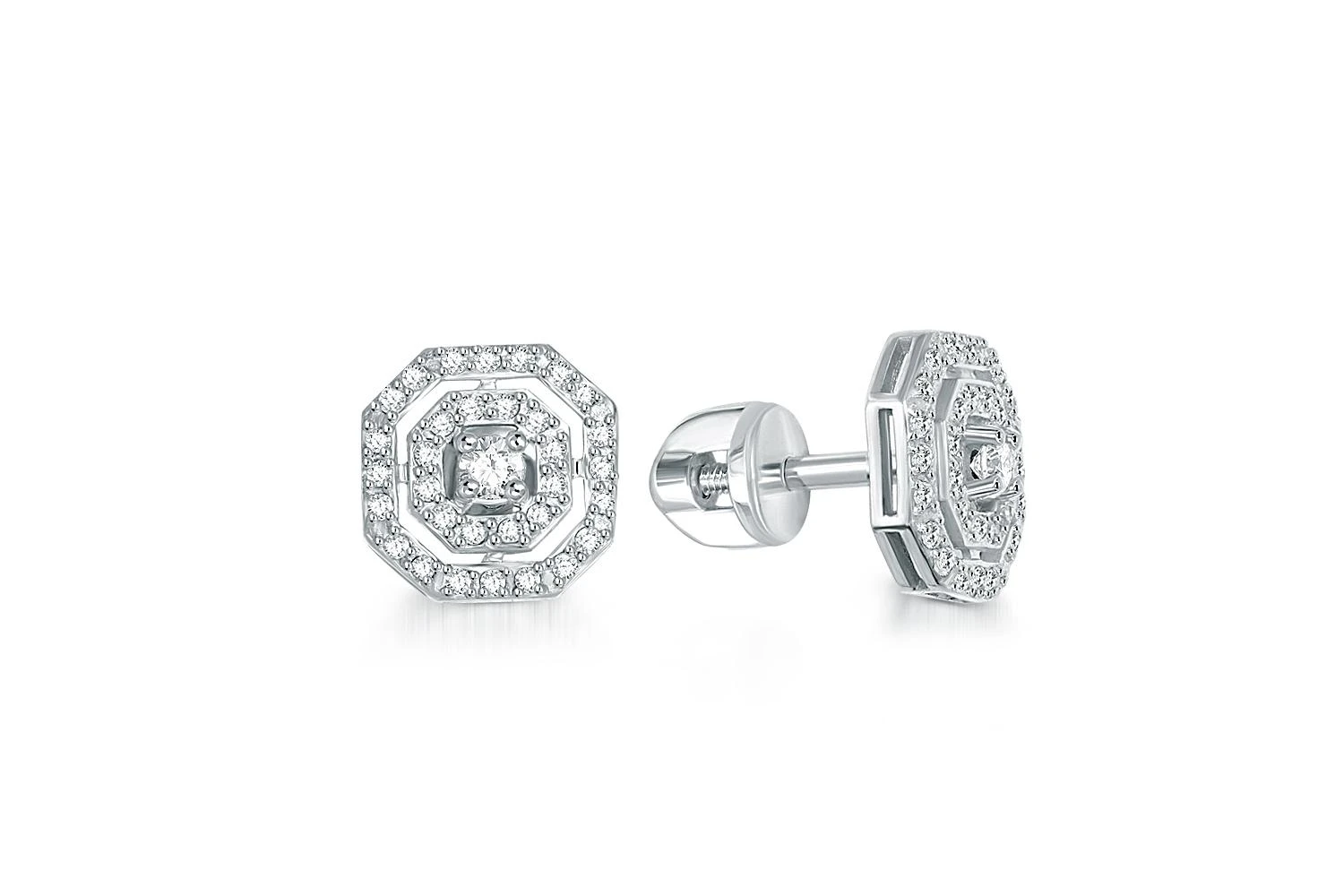 Серьги-пусеты из белого золота с 66 бриллиантами