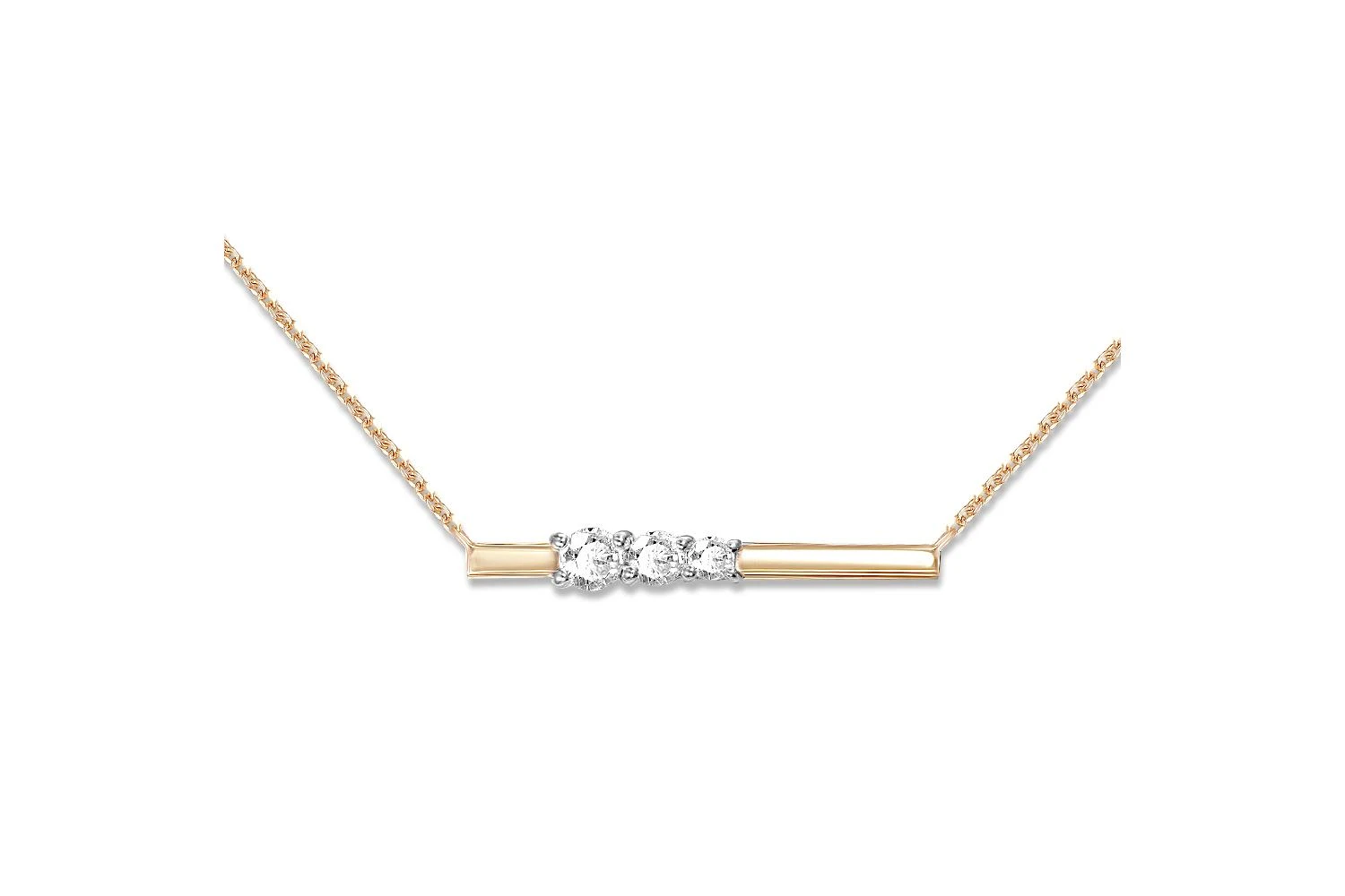 Колье из красного золота с 3 фианитами