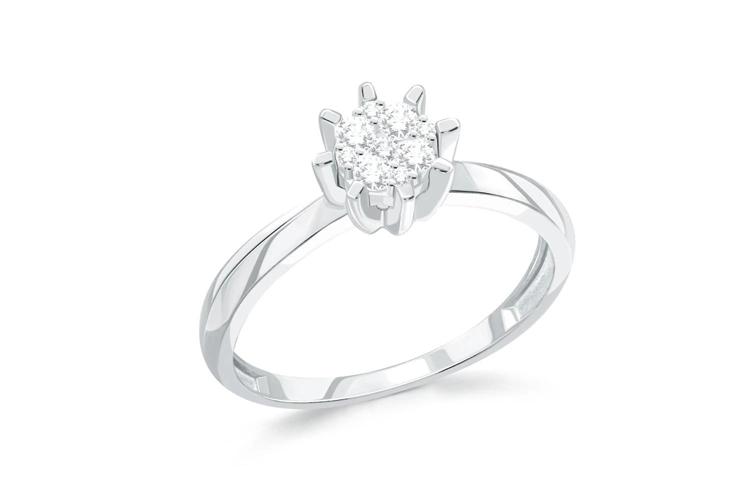 Кольцо Малинка из белого золота с 9 фианитами