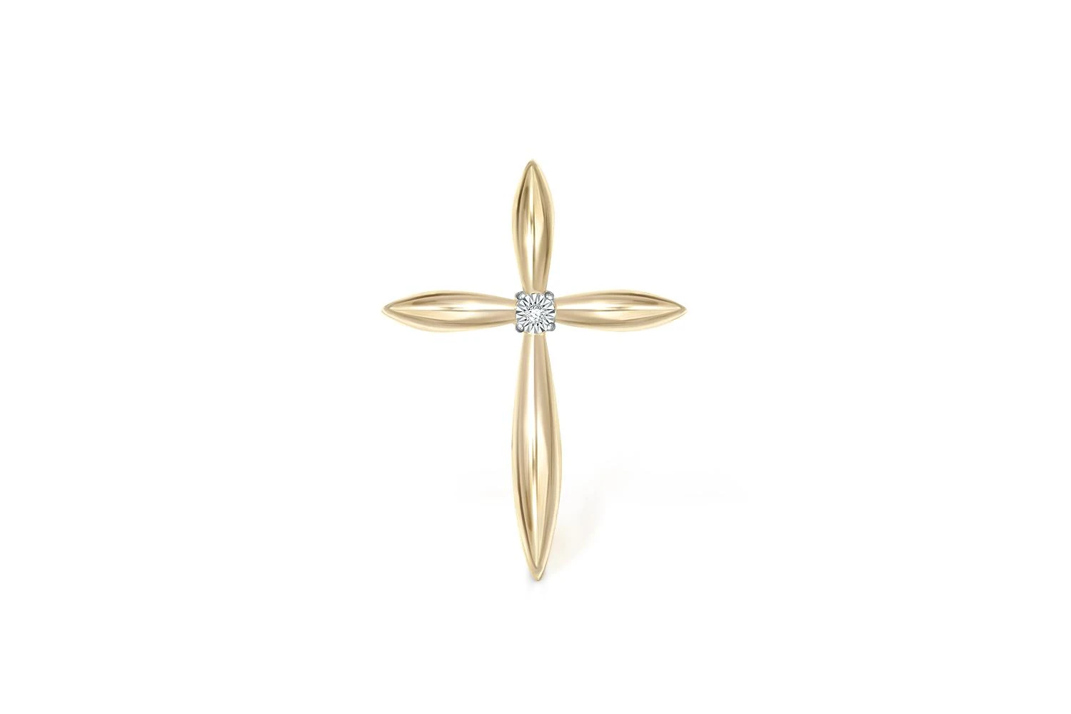 Крест из жёлтого золота с бриллиантом