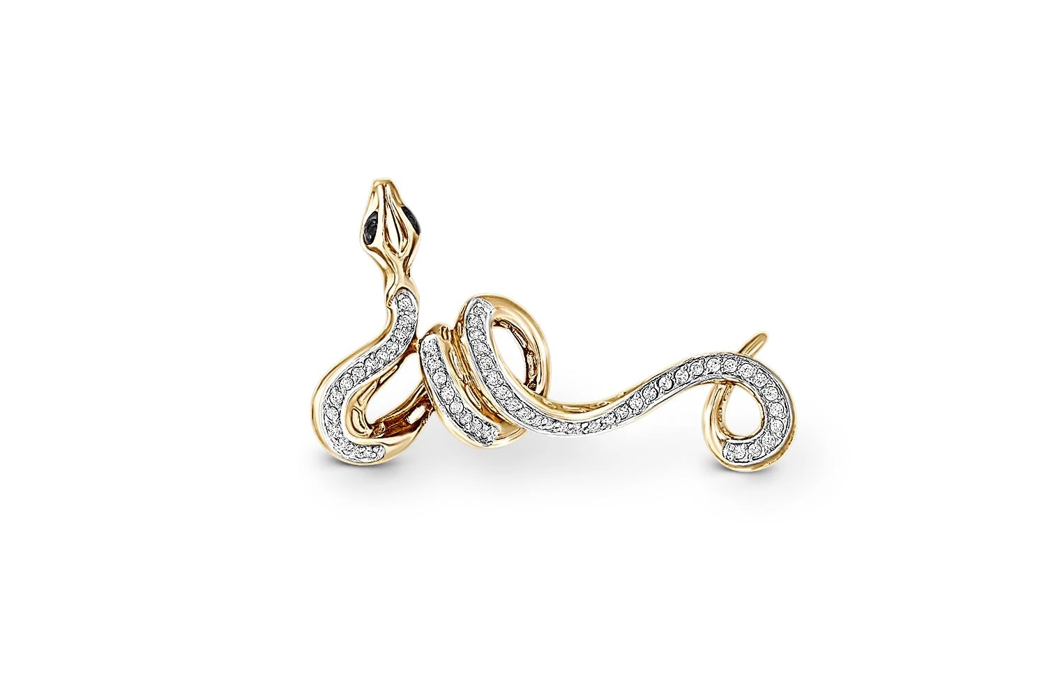 Подвеска Змея из жёлтого золота с 55 фианитами