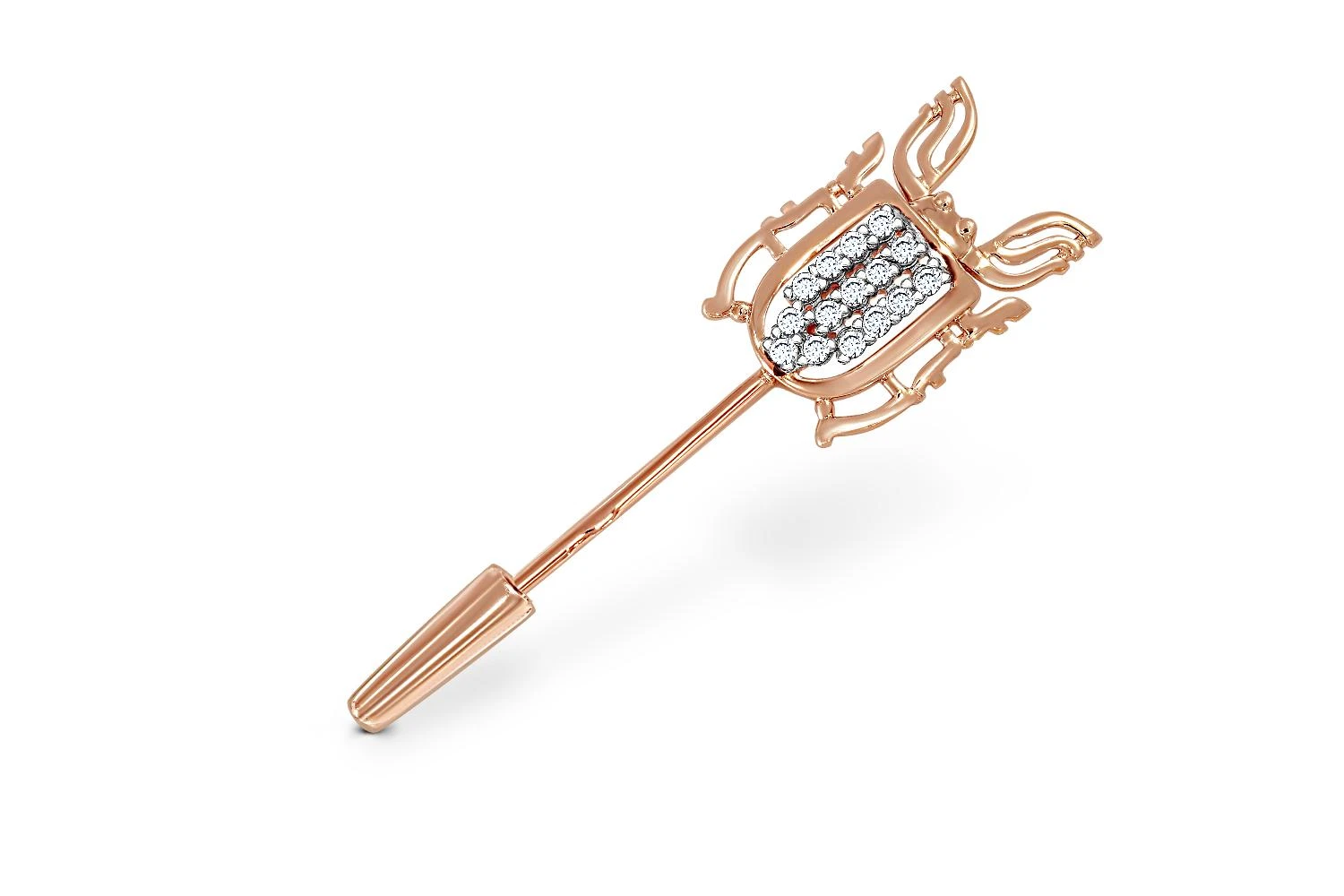 Брошь Жук из красного золота с 15 фианитами