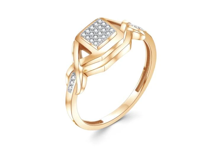 Кольцо из красного золота с 26 фианитами