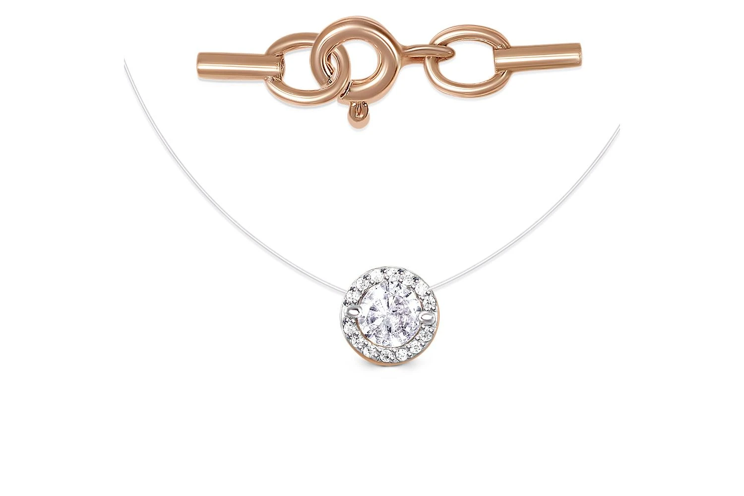 Колье из красного золота с 15 фианитами