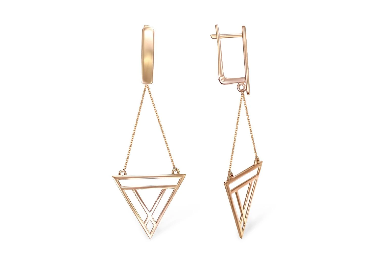 Серьги Треугольники из красного золота без вставок