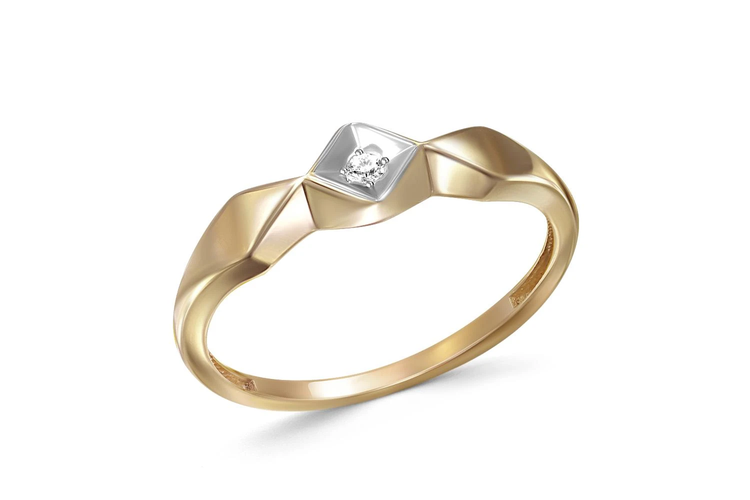 Кольцо из жёлтого золота с фианитом