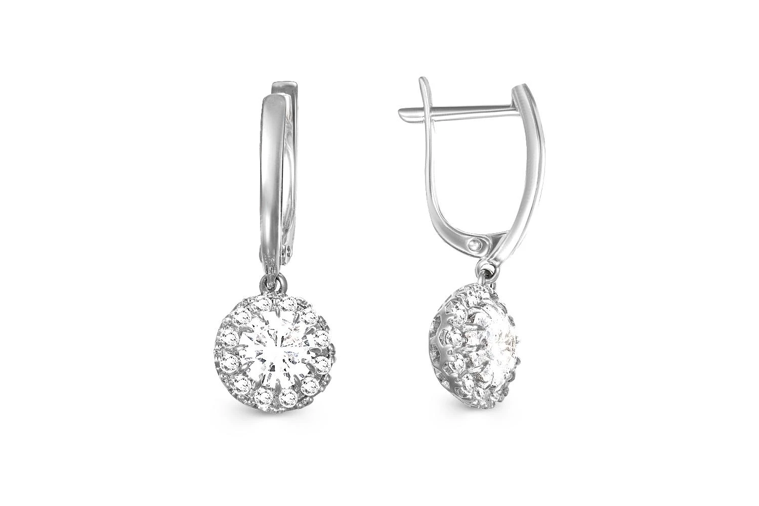 Серьги из белого золота с 26 фианитами