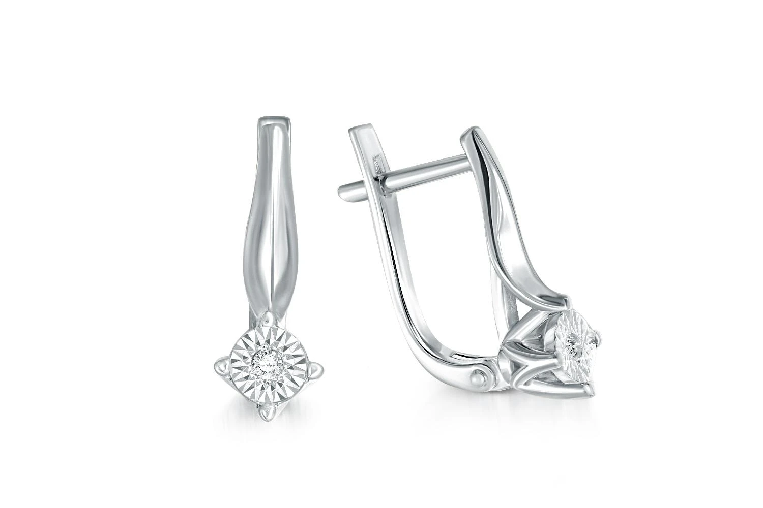 Серьги из белого золота с 2 бриллиантами