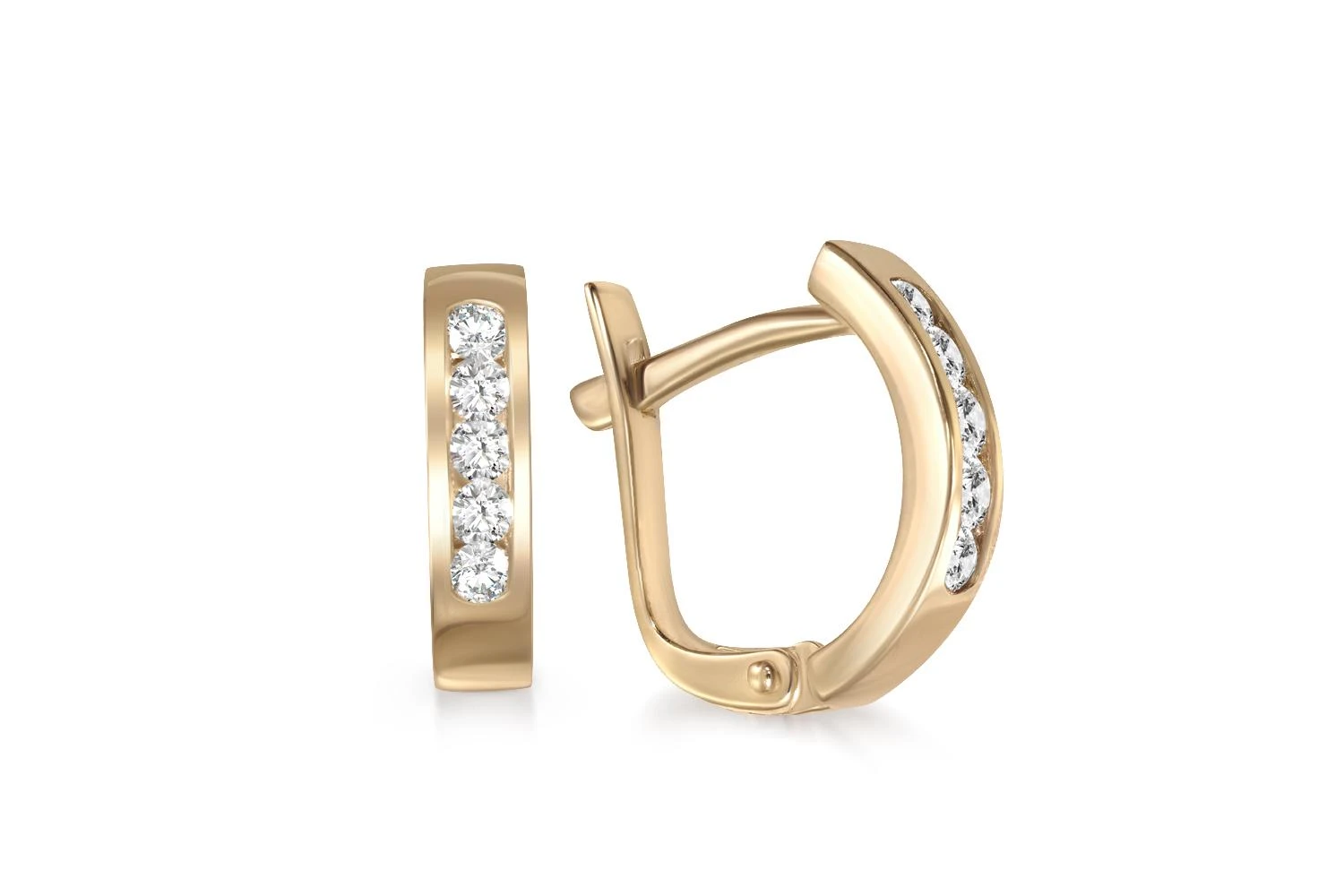 Серьги Дорожки из жёлтого золота с 10 бриллиантами