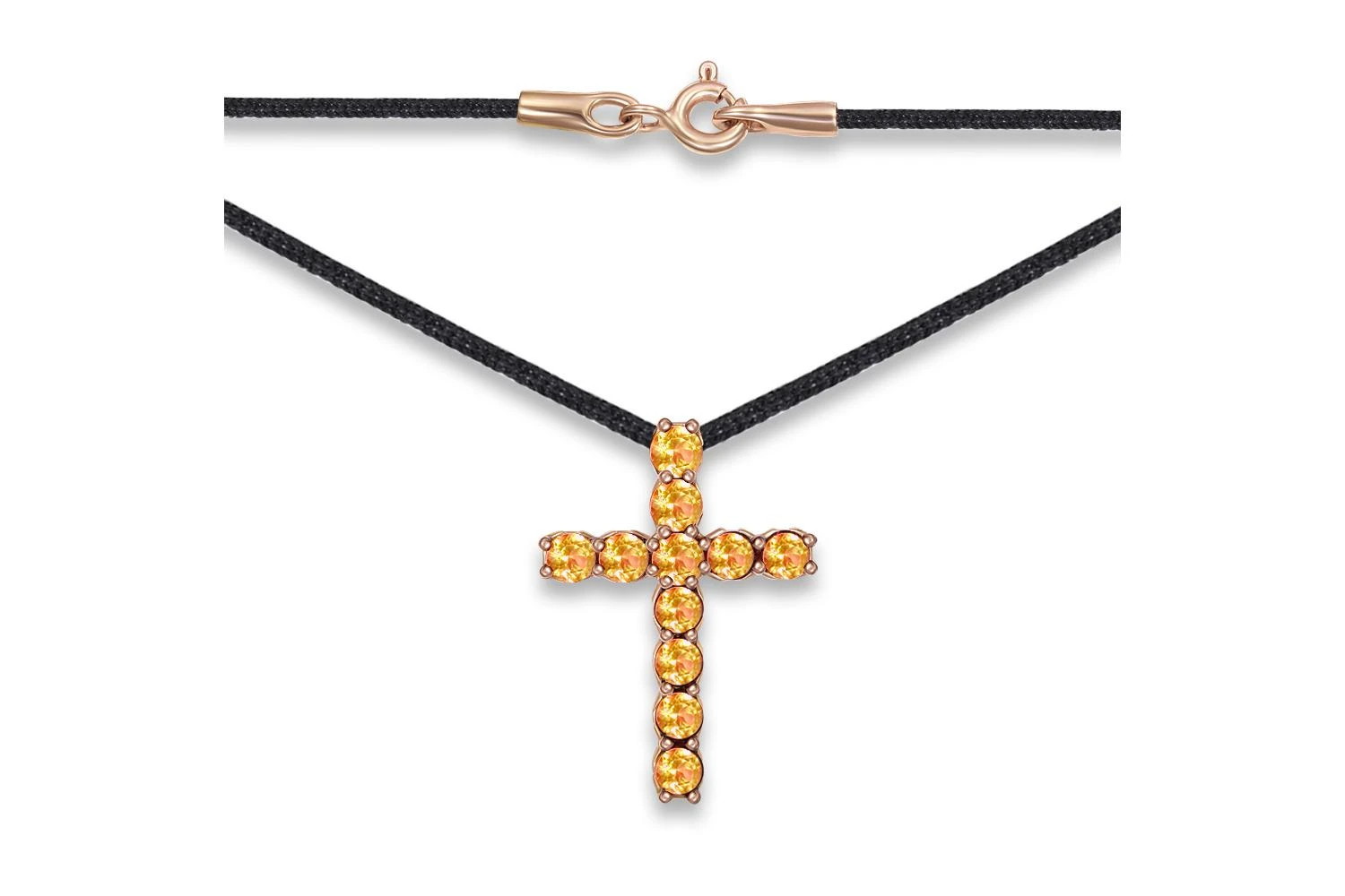 Колье Крест из красного золота с 11 цитринами