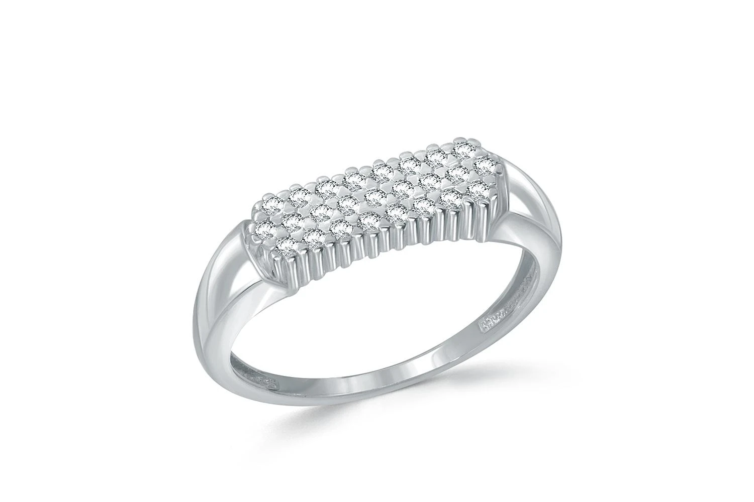 Кольцо из белого золота с 25 фианитами