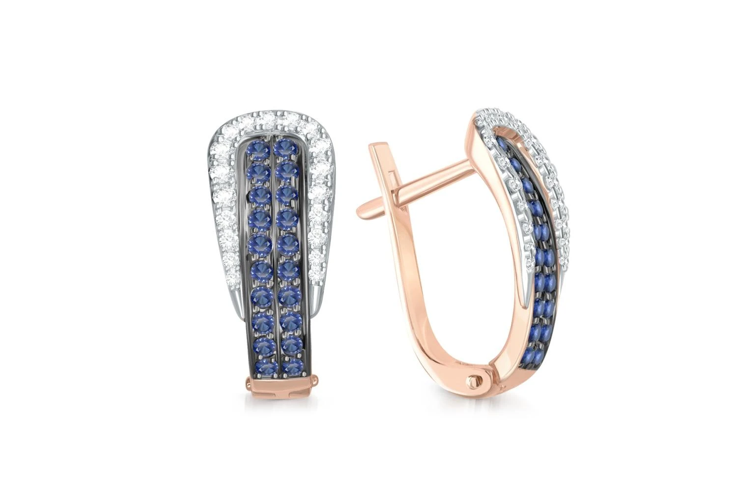 Серьги из красного золота с 40 сапфирами и 38 бриллиантами