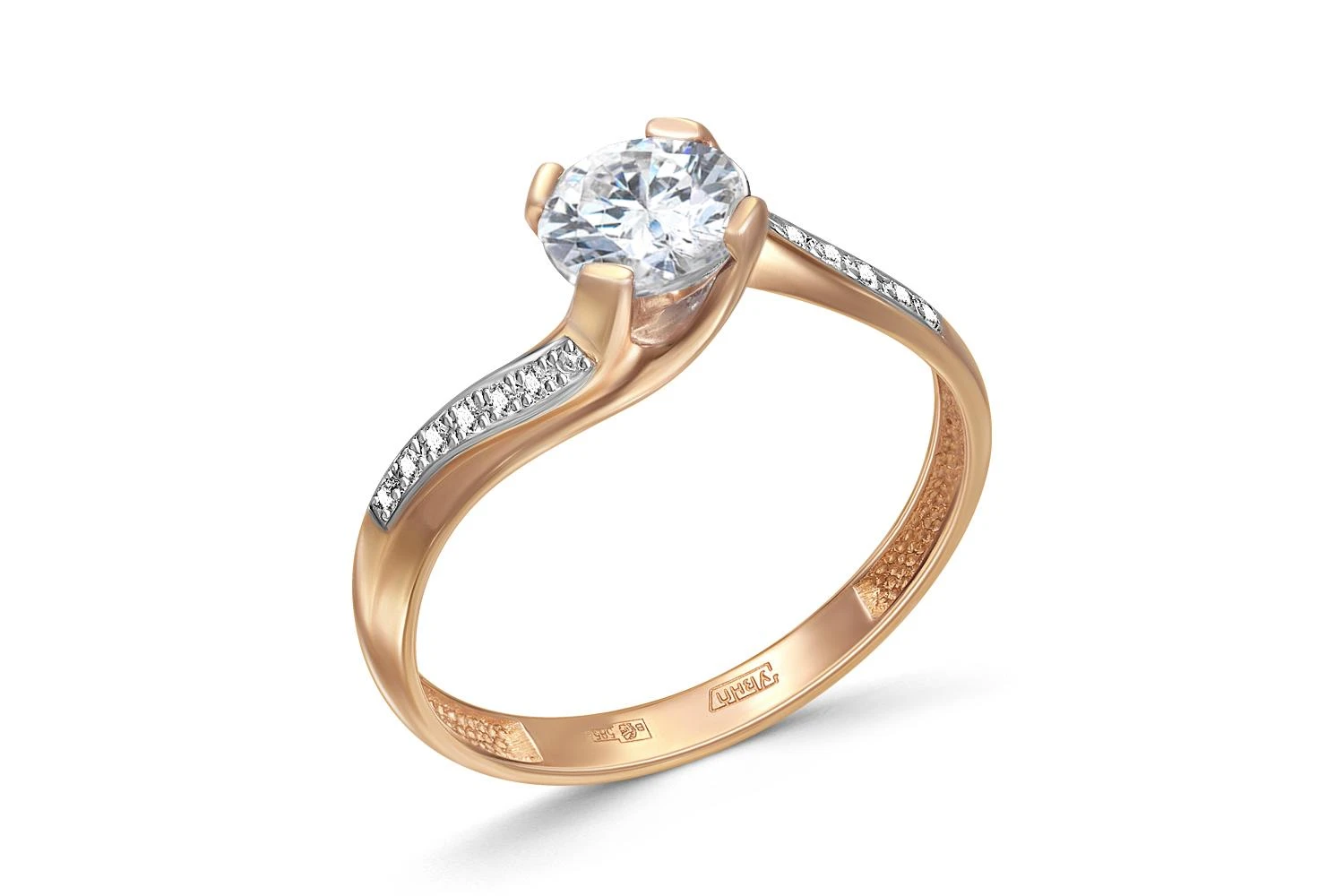 Кольцо из красного золота с 13 кристаллами swarovski