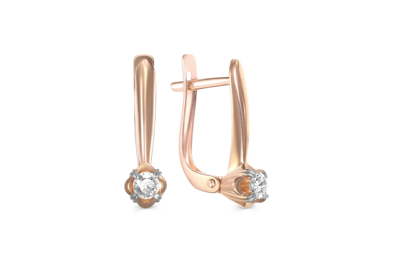 Серьги из красного золота с 2 бриллиантами