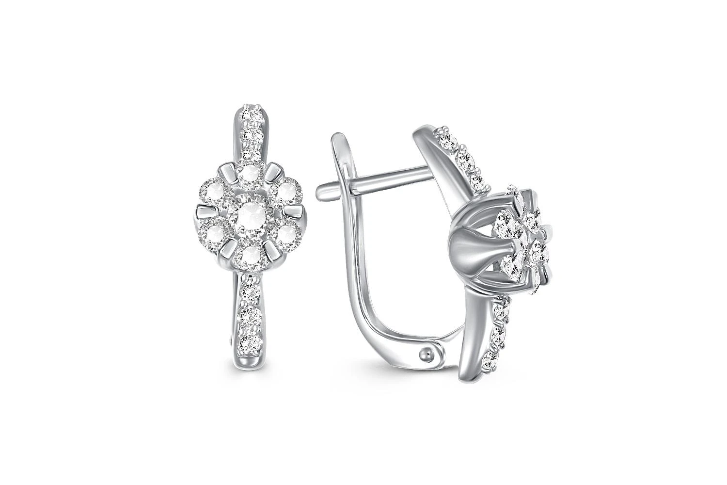 Серьги Малинки из белого золота с 26 бриллиантами