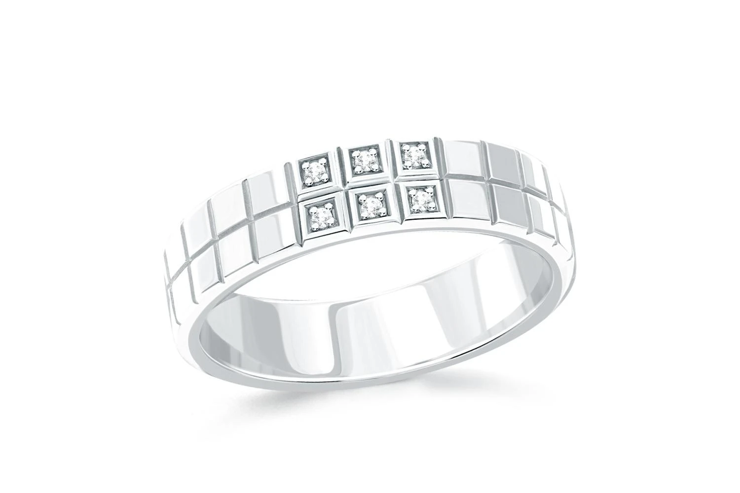 Кольцо из белого золота с 6 фианитами